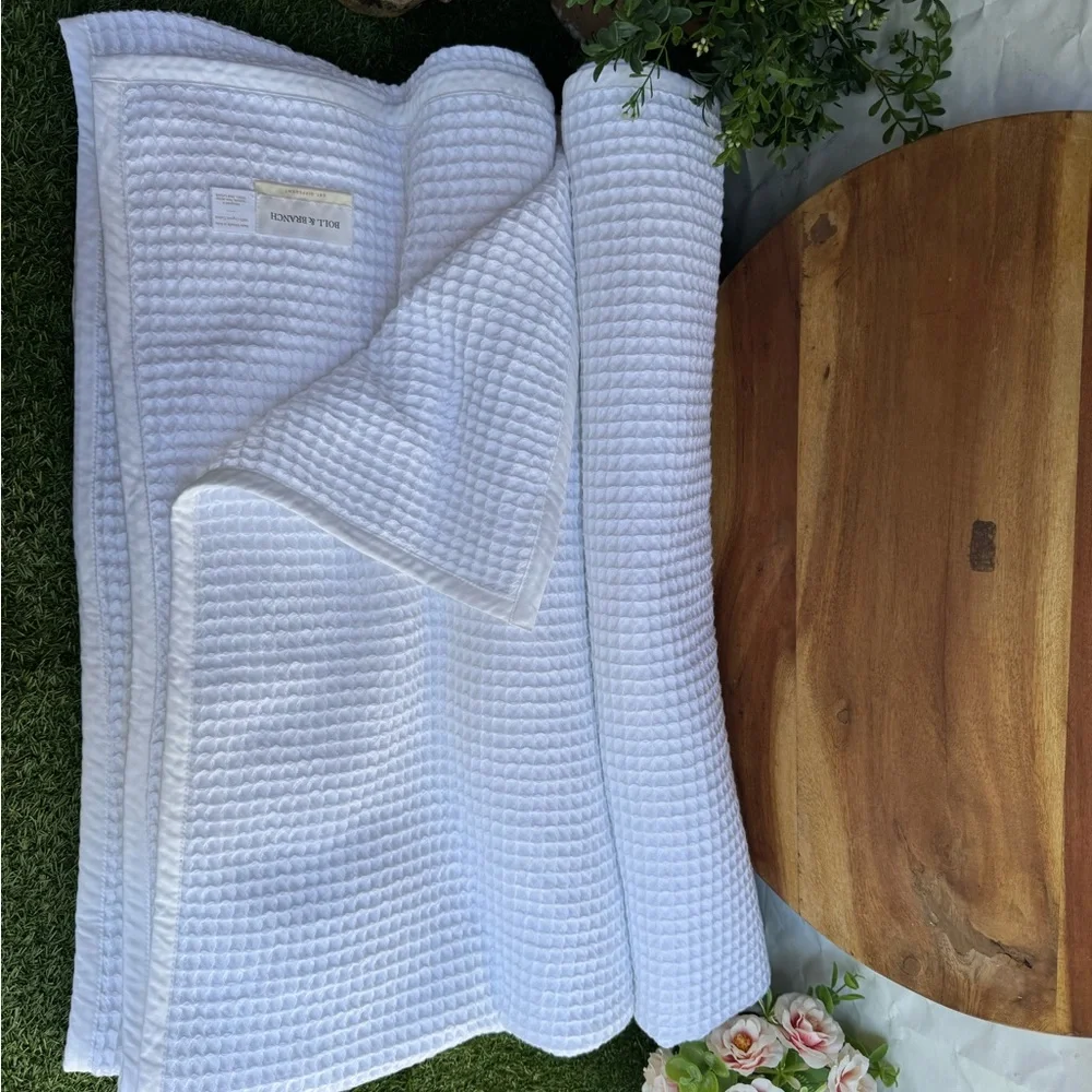 BOLL & BRANCH Waffle Organic Cotton Blanket White Waffle size Full/ Queen